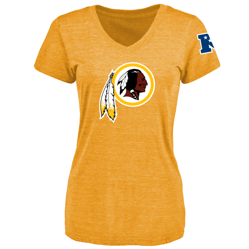 Women's Washington Redskins Design Your Own V Neck Tri Blend T-Shirt Gold - Click Image to Close