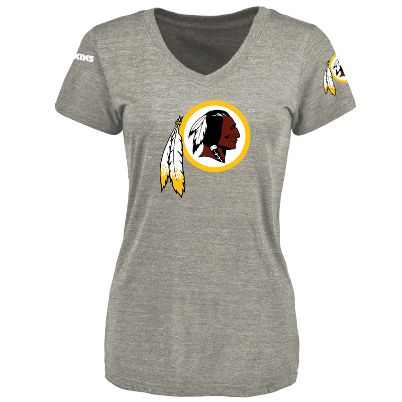 Women's Washington Redskins Design Your Own V Neck Tri Blend T-Shirt Gray