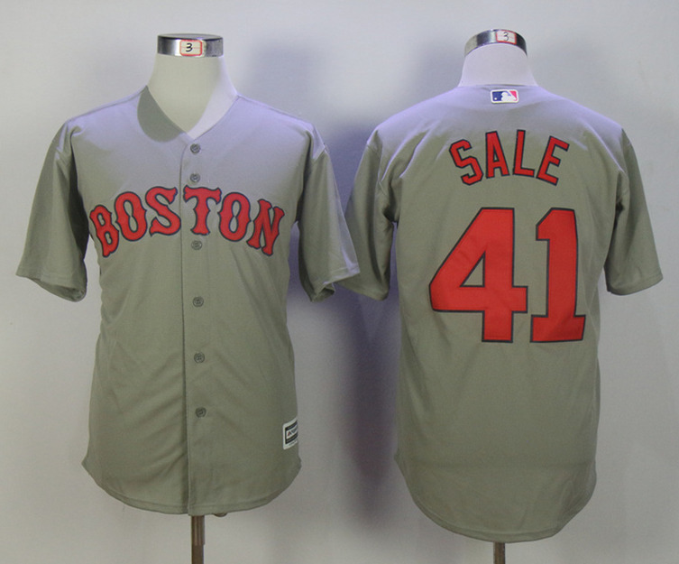 Red Sox 41 Chris Sale Gray Cool Base Jersey - Click Image to Close