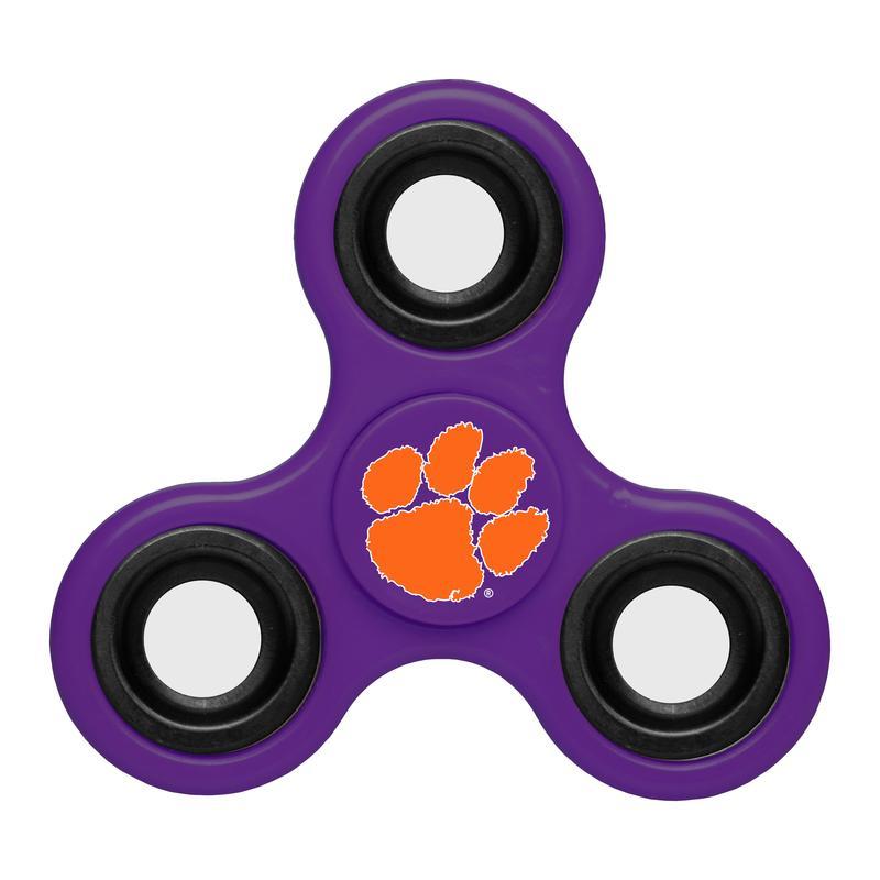 Clemson Tigers Team Logo Purple 3 Way Finger Spinner