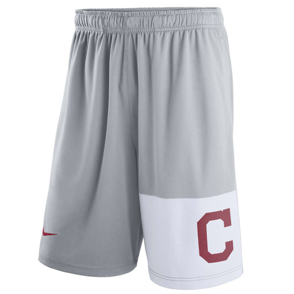 Men's Cleveland Indians Nike Gray Dry Fly Shorts - Click Image to Close