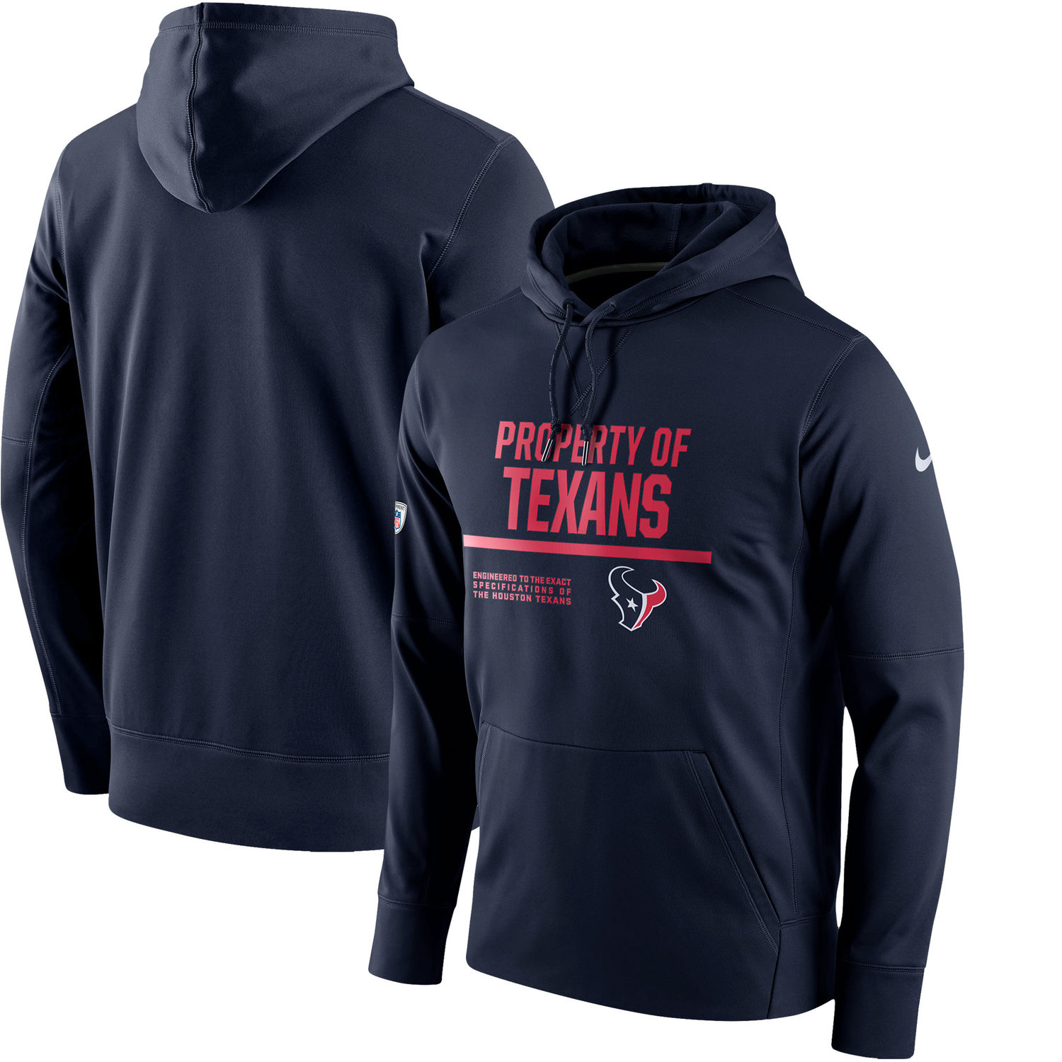 Men's Houston Texans Nike Navy Circuit Property Of Performance Pullover Hoodie - Click Image to Close