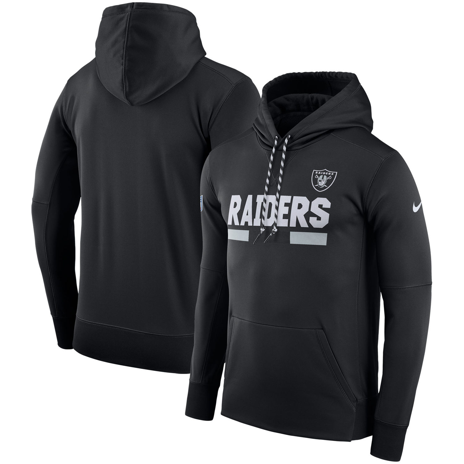 Men's Oakland Raiders Nike Black Sideline Team Name Performance Pullover Hoodie