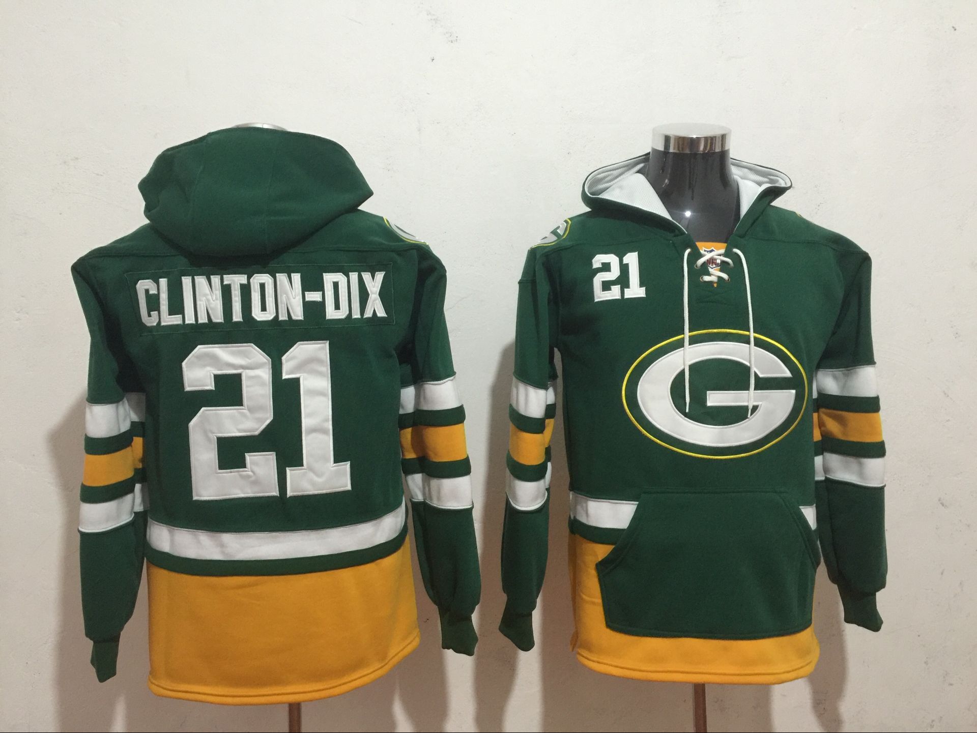 Green Bay Packers 21 Ha Ha Clinton-Dix Green All Stitched Hooded Sweatshirt