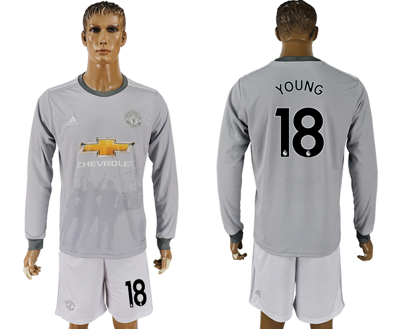 2017-18 Manchester United 18 YOUNG Third Away Long Sleeve Soccer Jersey
