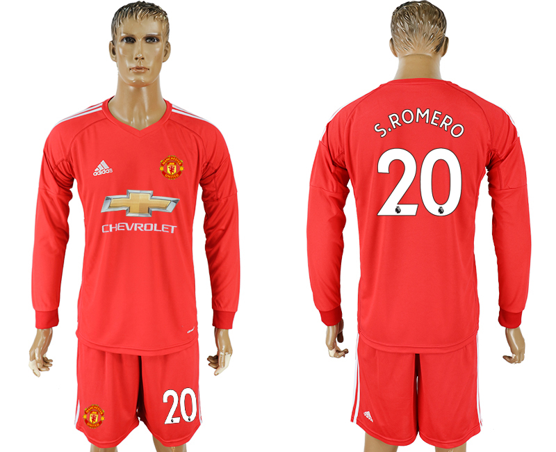 2017-18 Manchester United 20 S.ROMERO Red Goalkeeper Long Sleeve Soccer Jersey