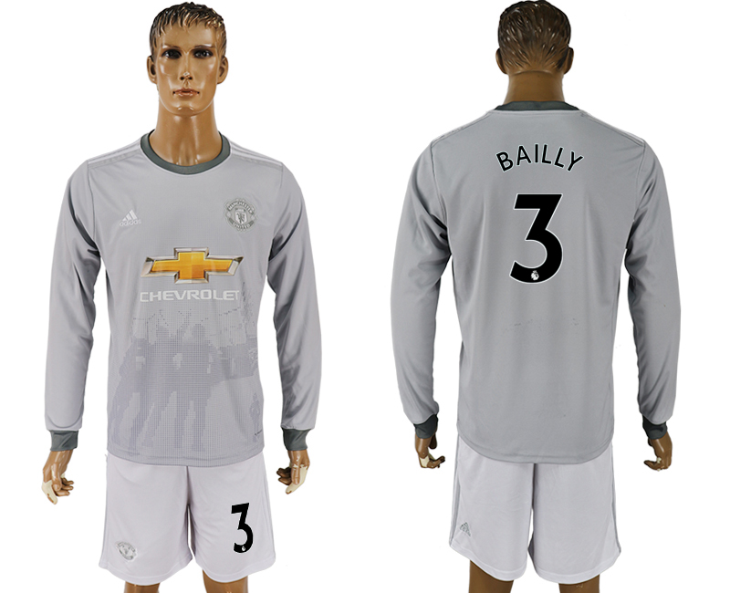 2017-18 Manchester United 3 BAILLY Third Away Long Sleeve Soccer Jersey