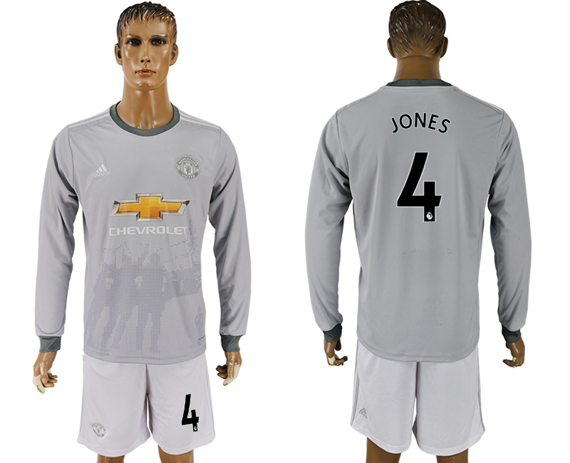 2017-18 Manchester United 4 JONES Third Away Long Sleeve Soccer Jersey