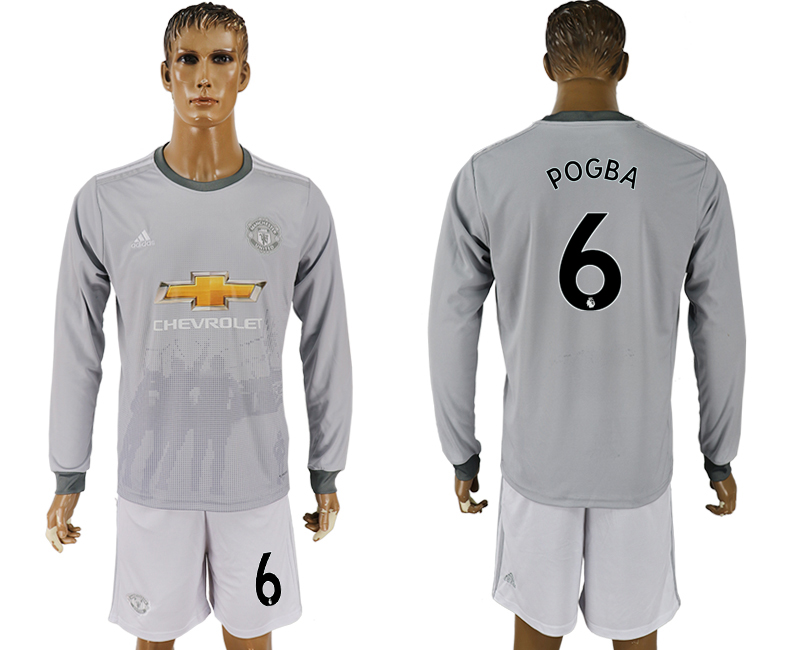 2017-18 Manchester United 6 POGBA Third Away Long Sleeve Soccer Jersey