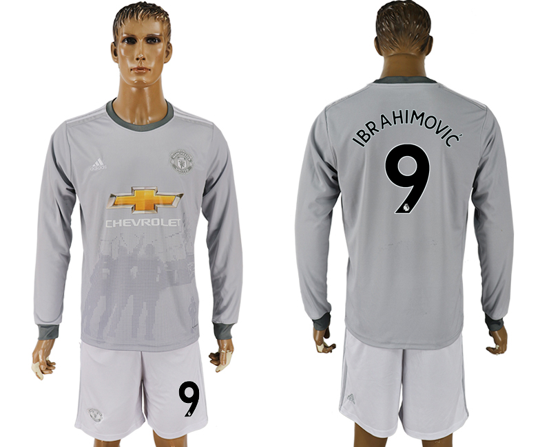 2017-18 Manchester United 9 IBRAHIMOVIC Third Away Long Sleeve Soccer Jersey