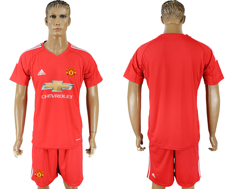 2017-18 Manchester United Red Goalkeeper Soccer Jersey