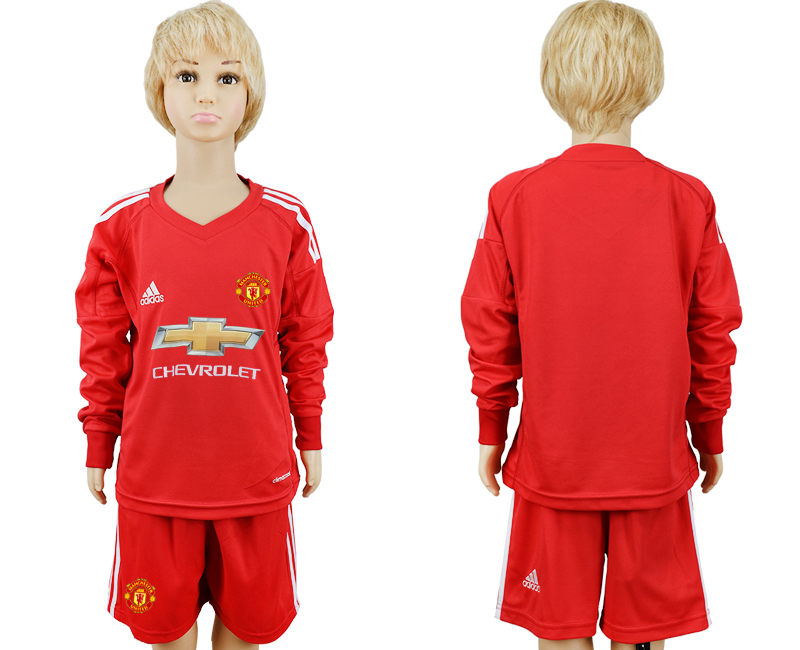 2017-18 Manchester United Red Youth Goalkeeper Soccer Jersey
