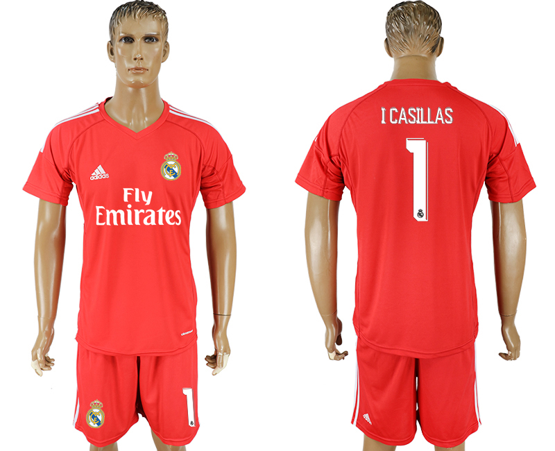 2017-18 Real Madrid 1 I CASILLAS Red Goalkeeper Soccer Jersey