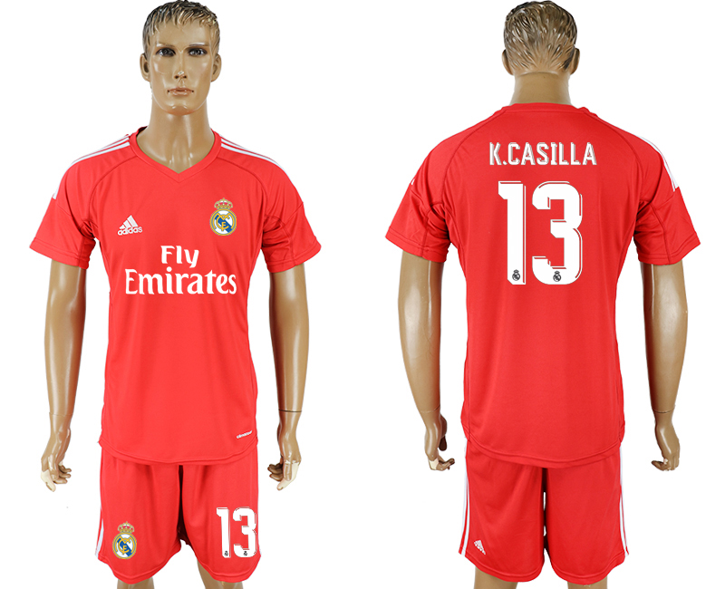 2017-18 Real Madrid 13 K.CASILLA Red Goalkeeper Soccer Jersey