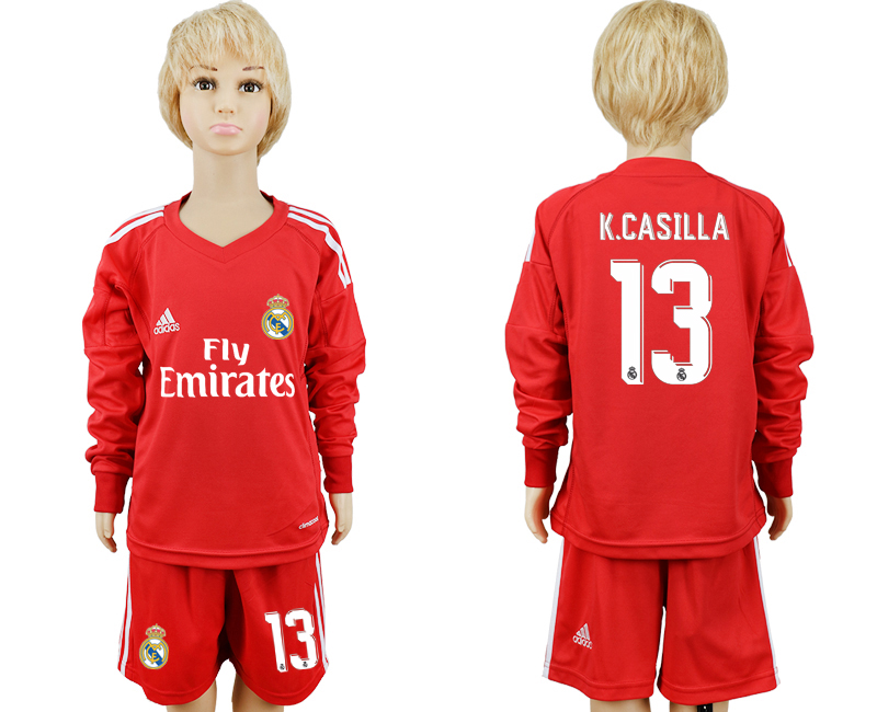 2017-18 Real Madrid 13 K.CASILLA Red Youth Goalkeeper Soccer Jersey
