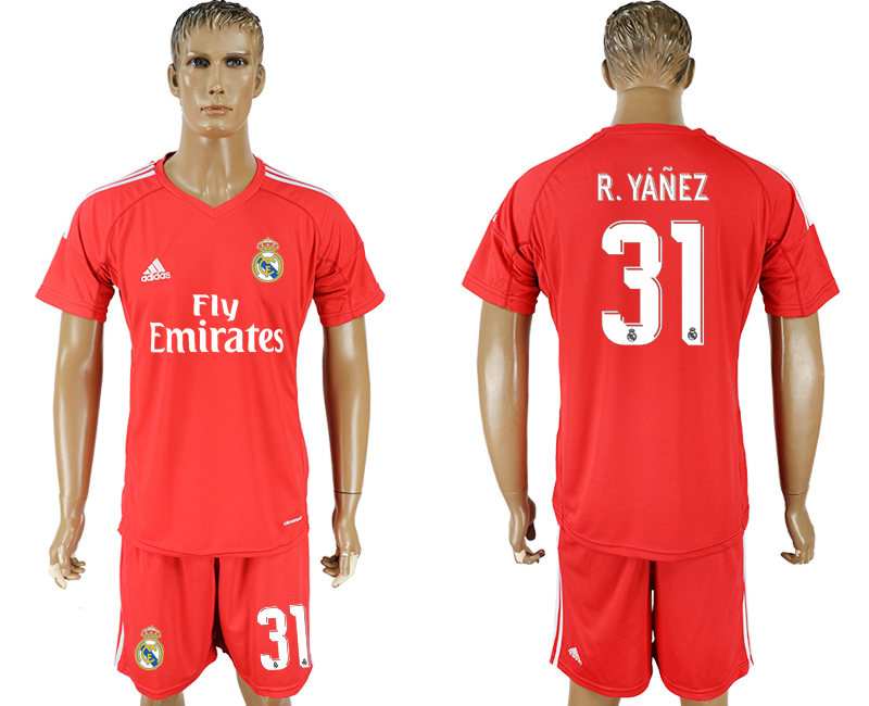 2017-18 Real Madrid 31 R.YANEZ Red Goalkeeper Soccer Jersey