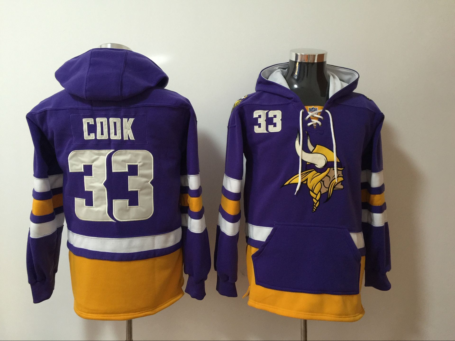 Minnesota Vikings 33 Dalvin Cook Purple All Stitched Hooded Sweatshirt
