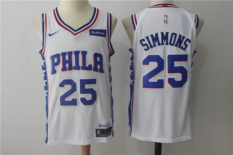 76ers 25 Ben Simmons White Nike Authentic Jersey - Click Image to Close