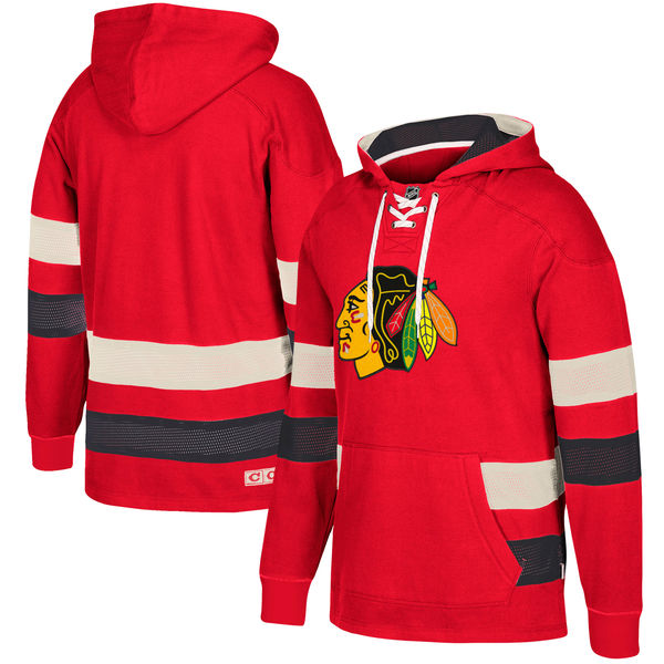 Chicago Blackhawks Red Men's Customized All Stitched Hooded Sweatshirt - Click Image to Close