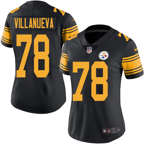 Nike Steelers 78 Alejandro Villanueva Black Women Color Rush Limited Jersey