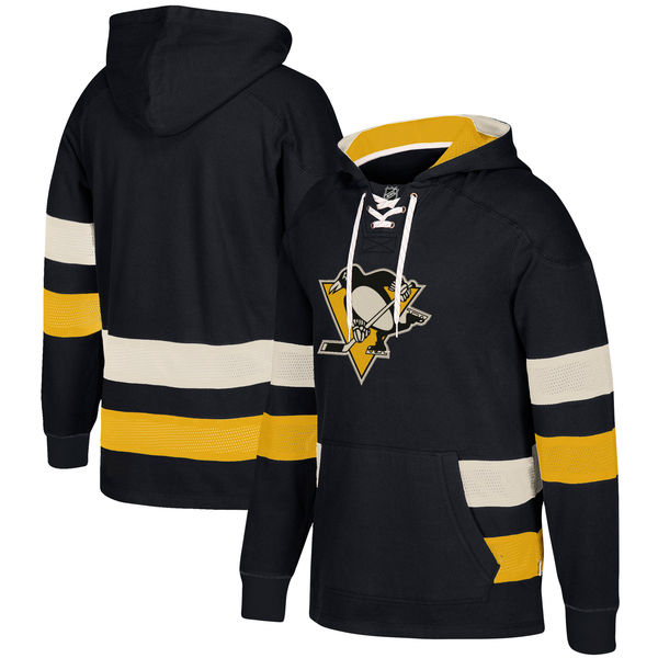 Pittsburgh Penguins Black Men's Customized All Stitched Hooded Sweatshirt