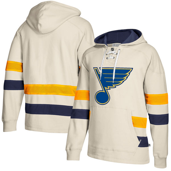 St. Louis Blues Cream Men's Customized All Stitched Hooded Sweatshirt