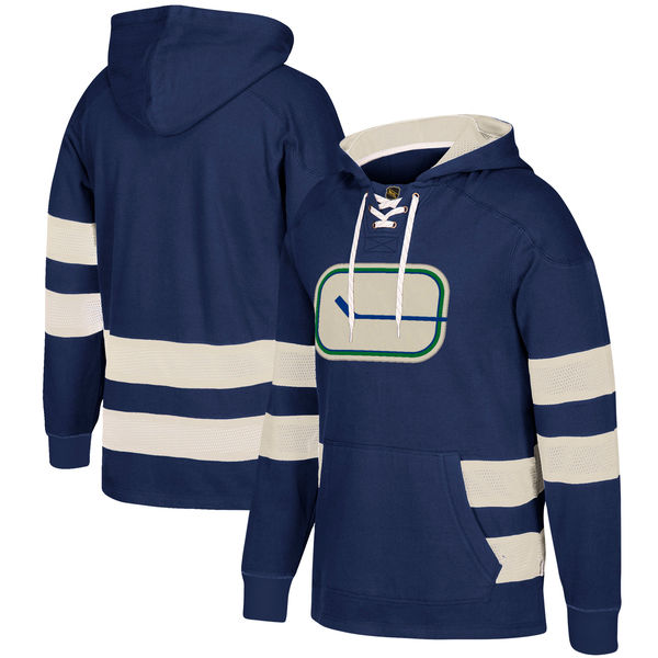 Vancouver Canucks Navy Men's Customized All Stitched Hooded Sweatshirt