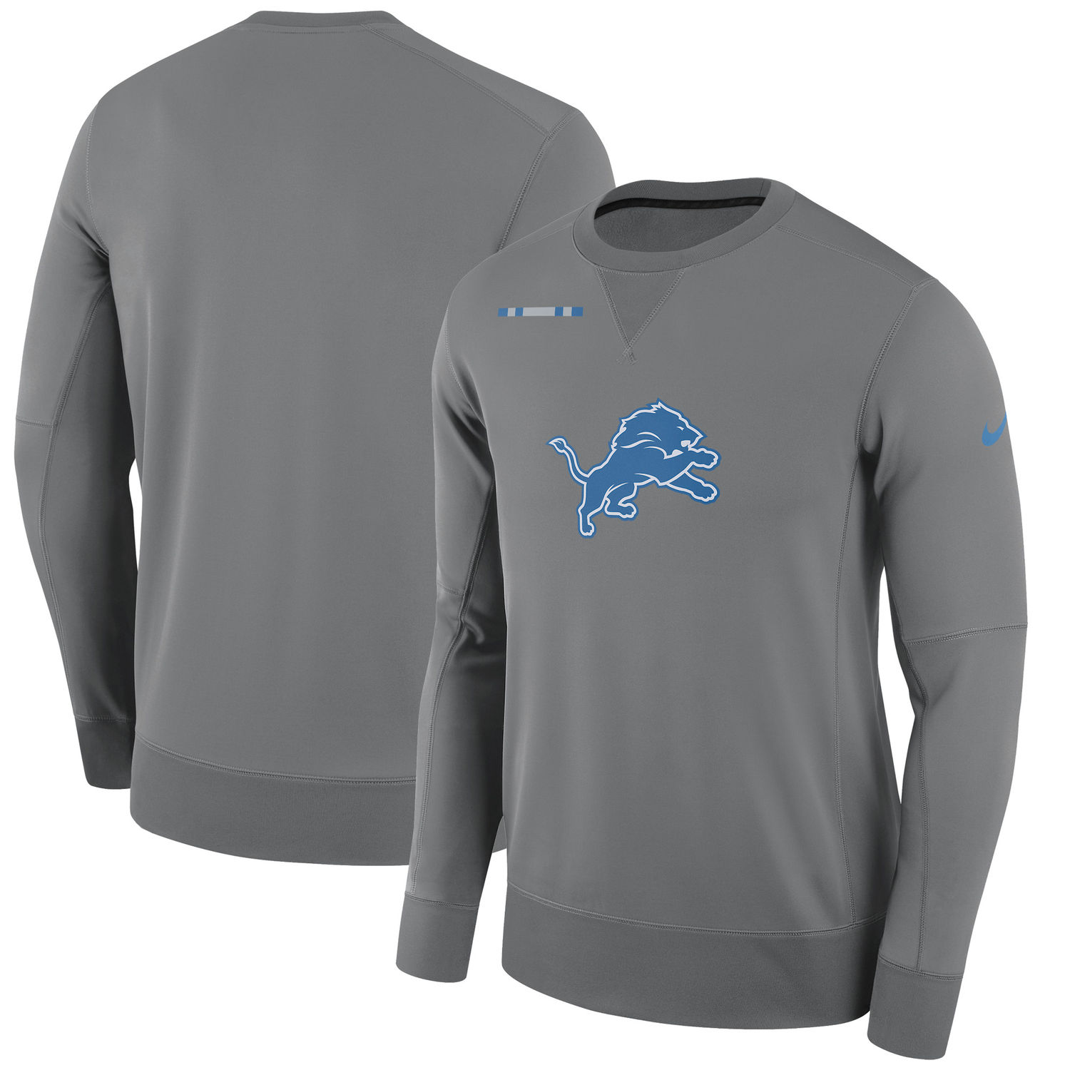 Men's Detroit Lions Nike Charcoal Sideline Team Logo Performance Sweatshirt