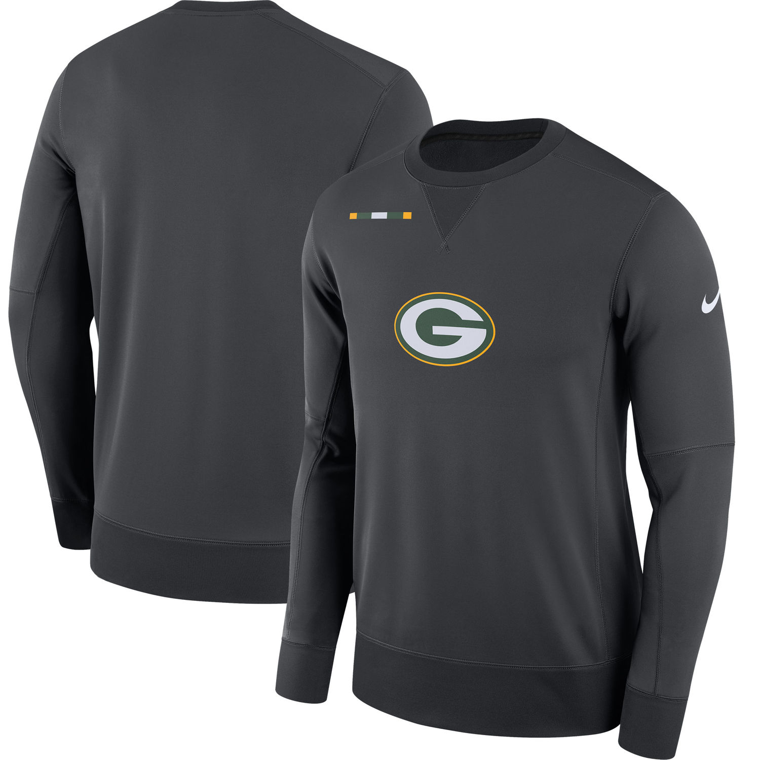 Men's Green Bay Packers Nike Charcoal Sideline Team Logo Performance Sweatshirt