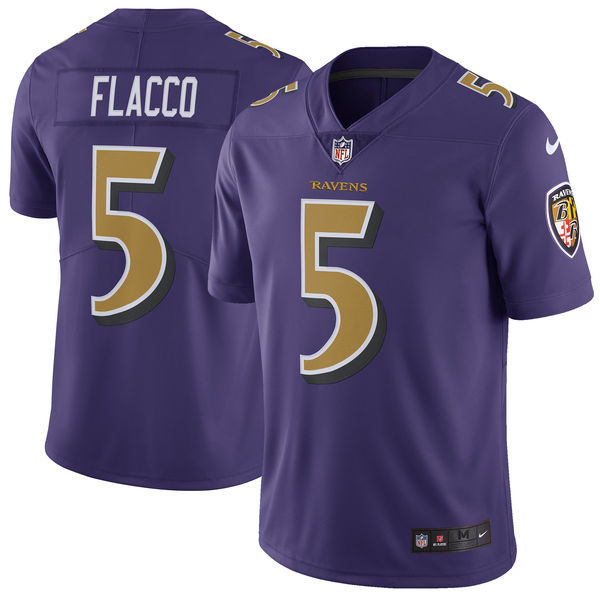 Nike Ravens 5 Joe Flacco Purple Youth Vapor Untouchable Youth Color Rush Limited Player Jersey