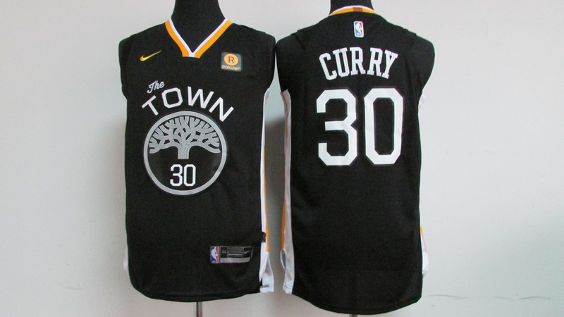 Warriors 30 Stephen Curry Black Nike Authentic Jersey