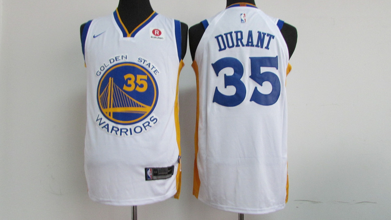 Warriors 35 Kevin Durant White Nike Authentic Jersey