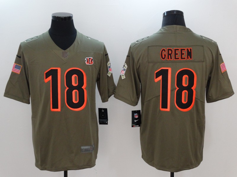 Nike Bengals 18 A.J. Green Olive Salute To Service Limited Jersey