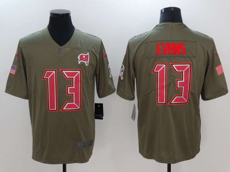 Nike Buccaneers 13 Mike Evans Olive Salute To Service Limited Jersey - Click Image to Close
