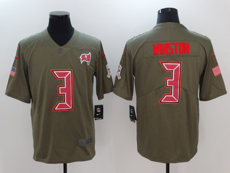 Nike Buccaneers 3 Jameis Winston Olive Salute To Service Limited Jersey