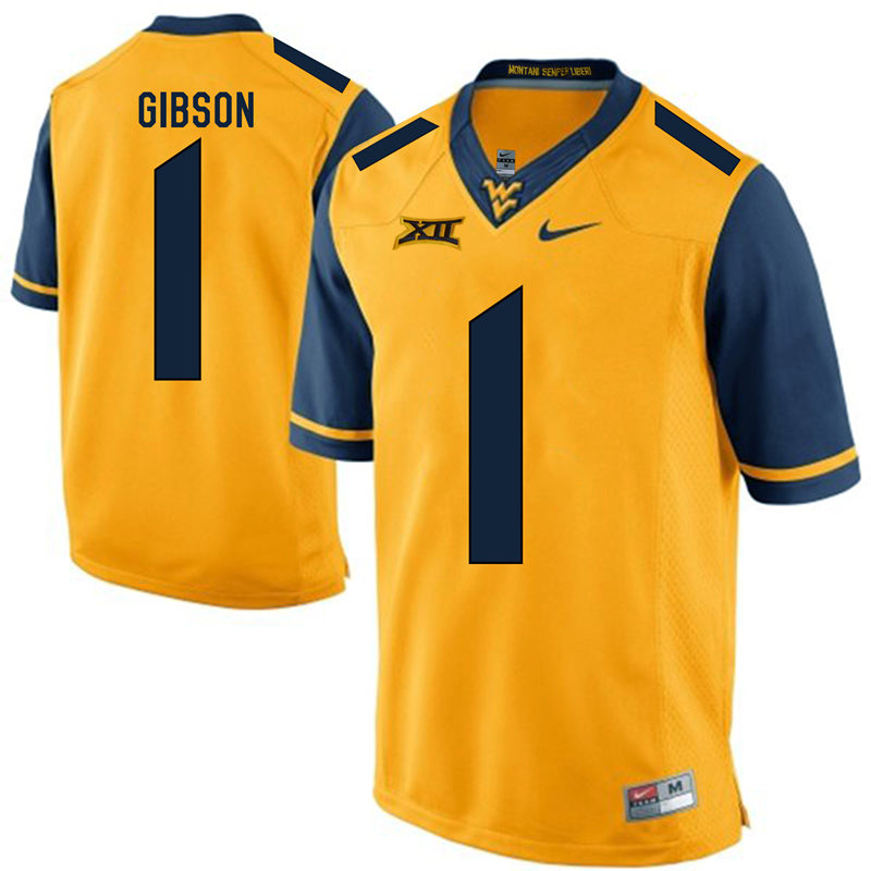 West Virginia Mountaineers 1 Shelton Gibson Gold College Football Jersey