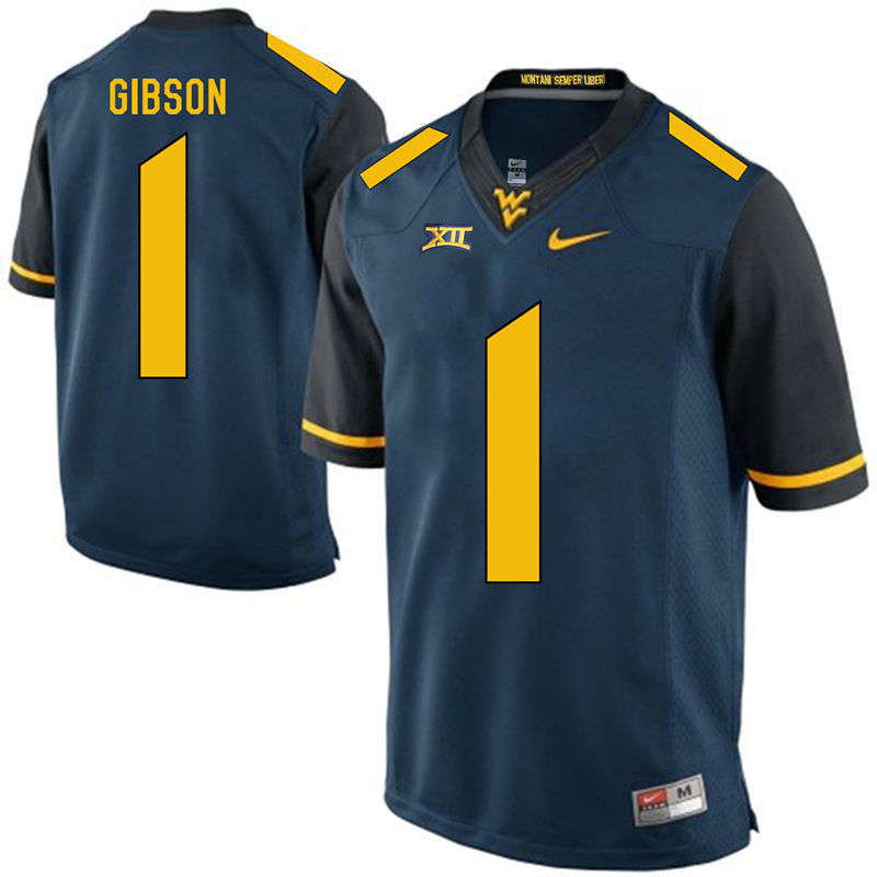 West Virginia Mountaineers 1 Shelton Gibson Navy College Football Jersey