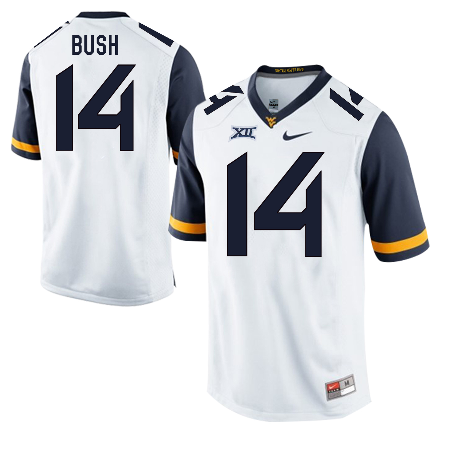 West Virginia Mountaineers 14 Tevin Bush White College Football Jersey