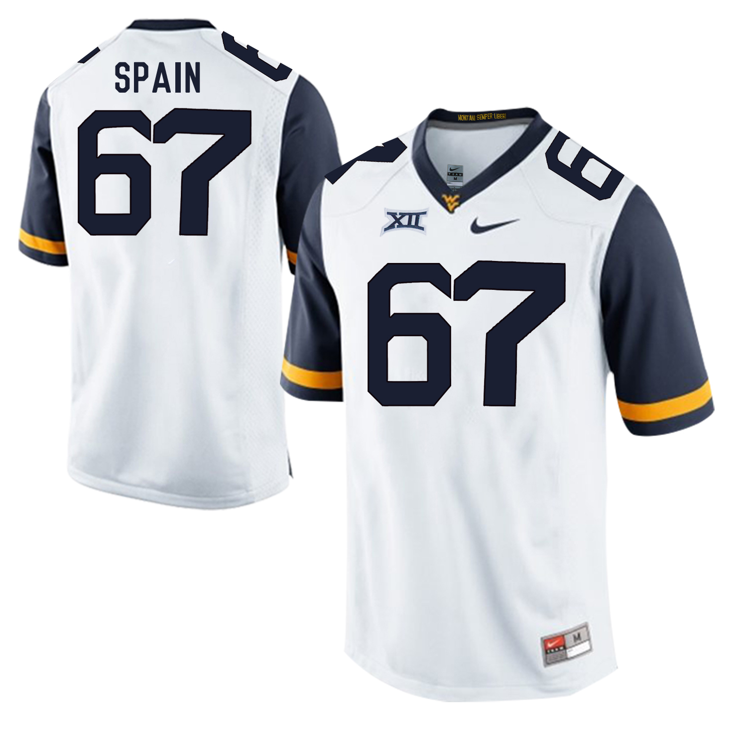 West Virginia Mountaineers 67 Quinton Spain White College Football Jersey