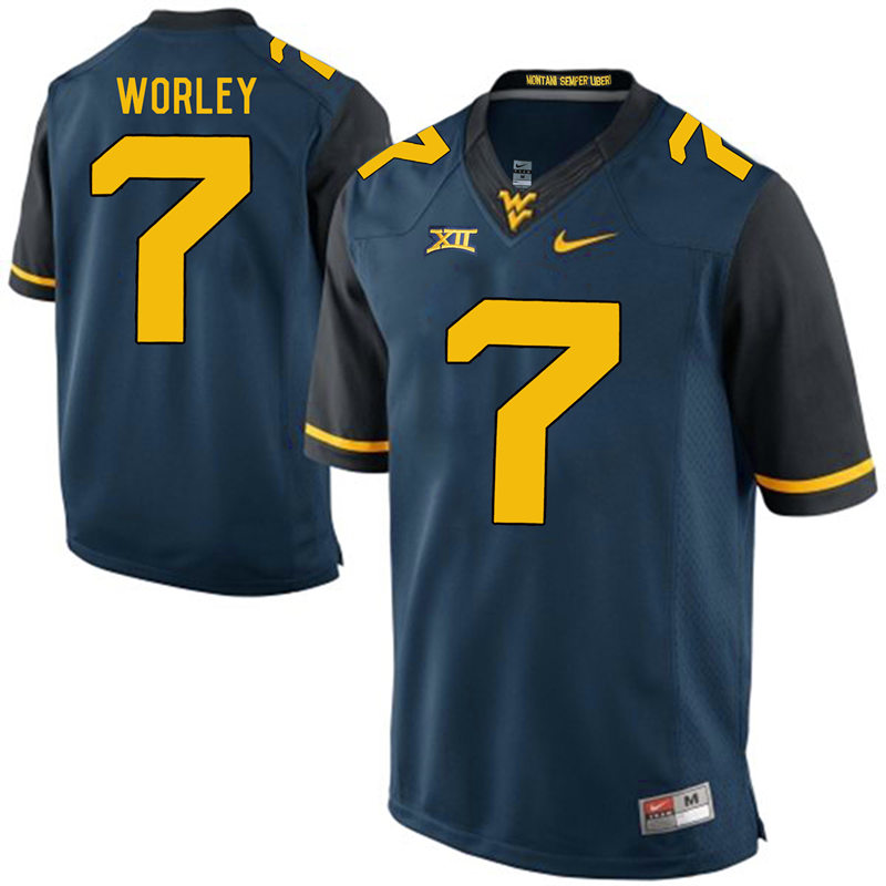 West Virginia Mountaineers 7 Daryl Worley Navy College Football Jersey