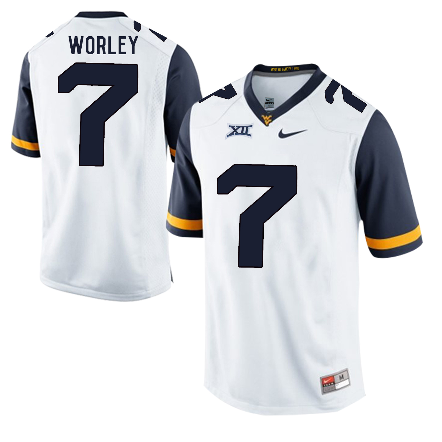 West Virginia Mountaineers 7 Daryl Worley White College Football Jersey - Click Image to Close