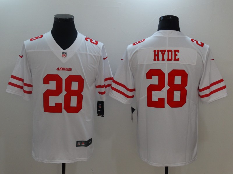 Nike 49ers 28 Carlos Hyde White Vapor Untouchable Player Limited Jersey