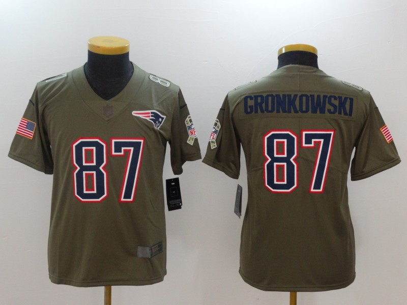 Nike Patriots 87 Rob Gronkowski Youth Olive Salute To Service Limited Jersey