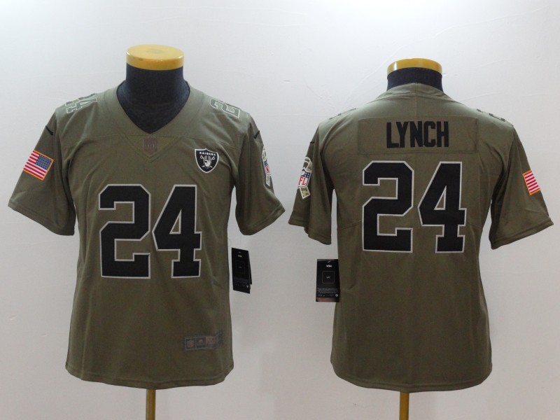 Nike Raiders 24 Marshawn Lynch Youth Olive Salute To Service Limited Jersey