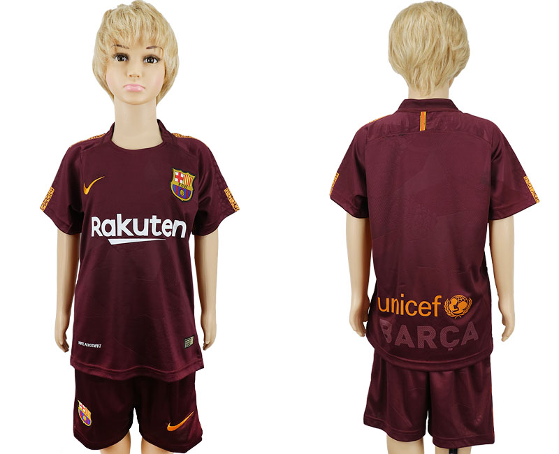 2017-18 Barcelona Third Away Youth Soccer Jersey