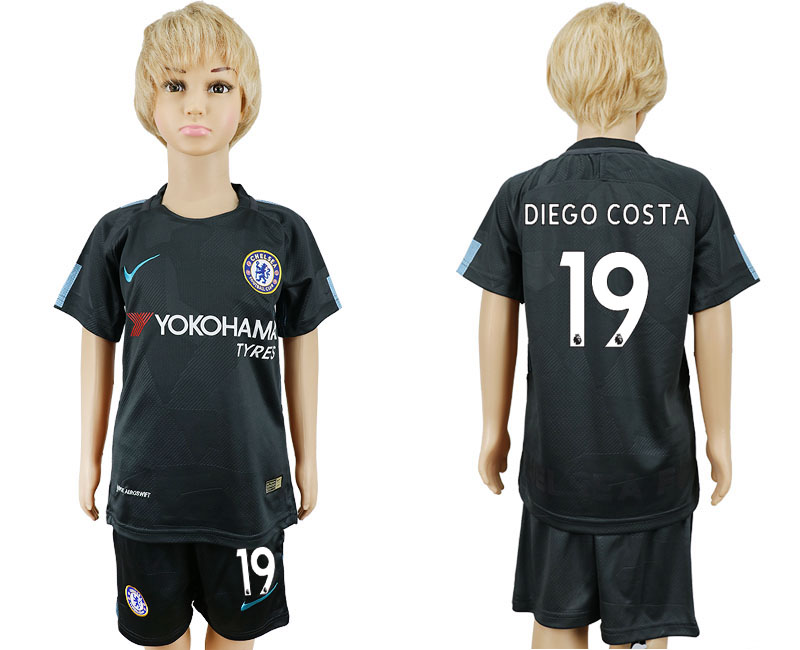 2017-18 Chelsea 19 DIEGO COSTA Third Away Youth Soccer Jersey