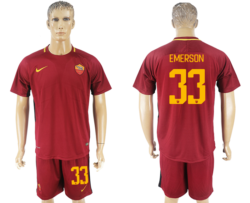 2017-18 Roma 33 EMERSON Home Soccer Jersey