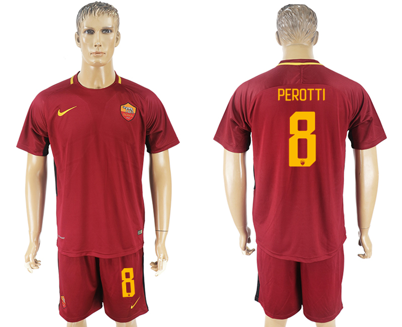 2017-18 Roma 8 PEROTTI Home Soccer Jersey