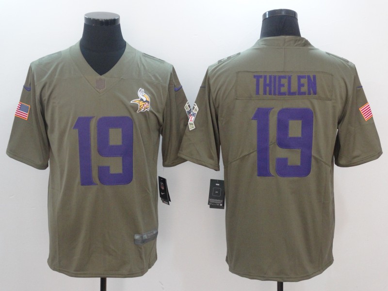 Nike Vikings 19 Adam Thielen Olive Salute To Service Limited Jersey