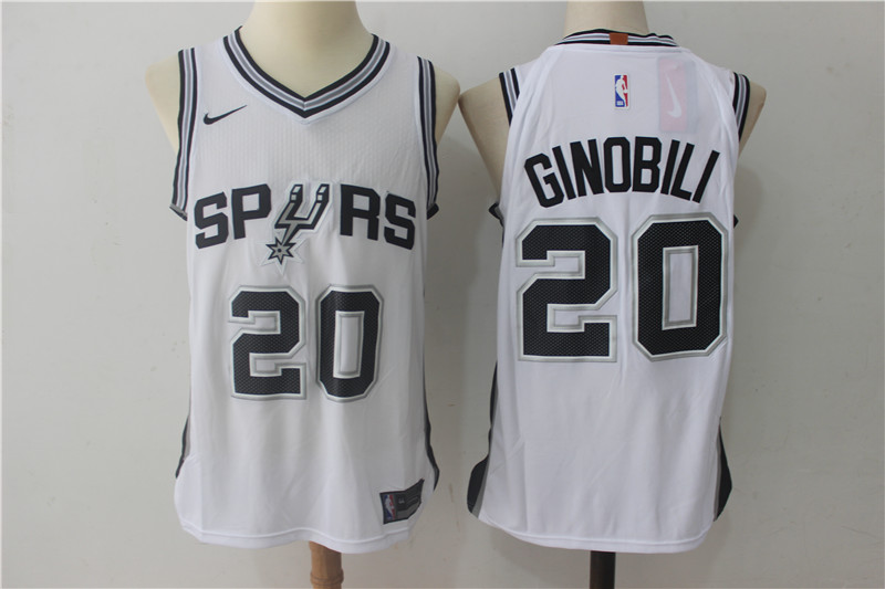 Spurs 20 Manu Ginobili White Nike Authentic Jersey